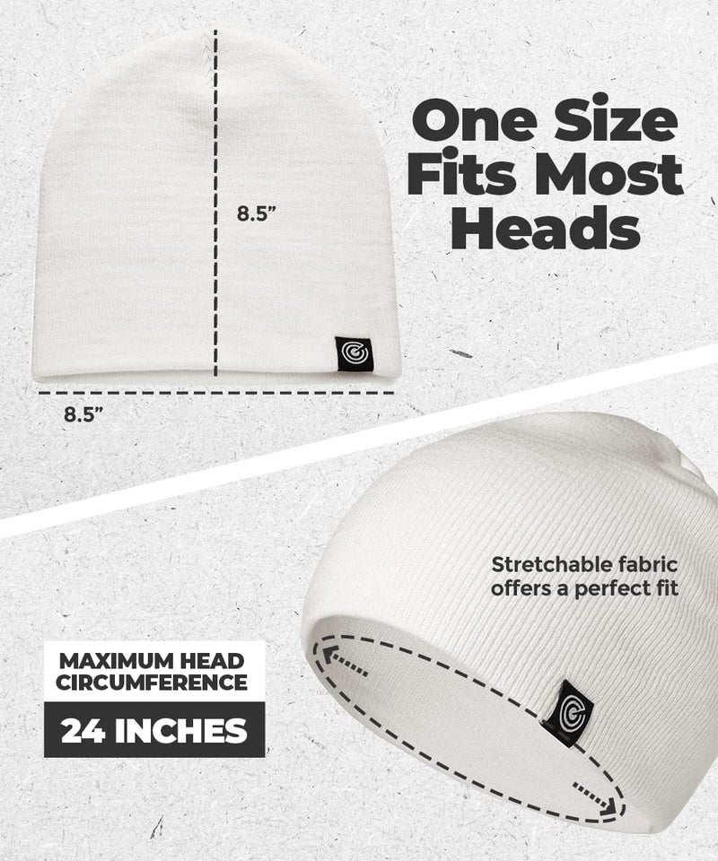 Revony Original Beanie Cap - Soft Knit Beanie Hat - Warm and Durable (White) - Image 5